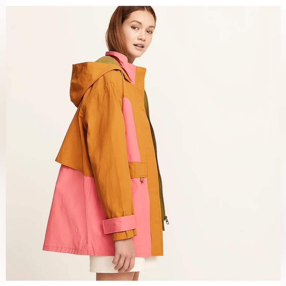 JCREW Colorblock lightweight rain jacket size Small color block pink cam…